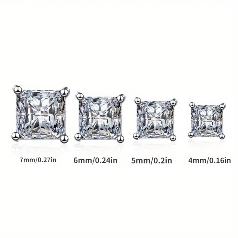 8mm Magnetic Clips NON-pierced Lobe Hole GUMBO SQUARE Cut Studs Earrings